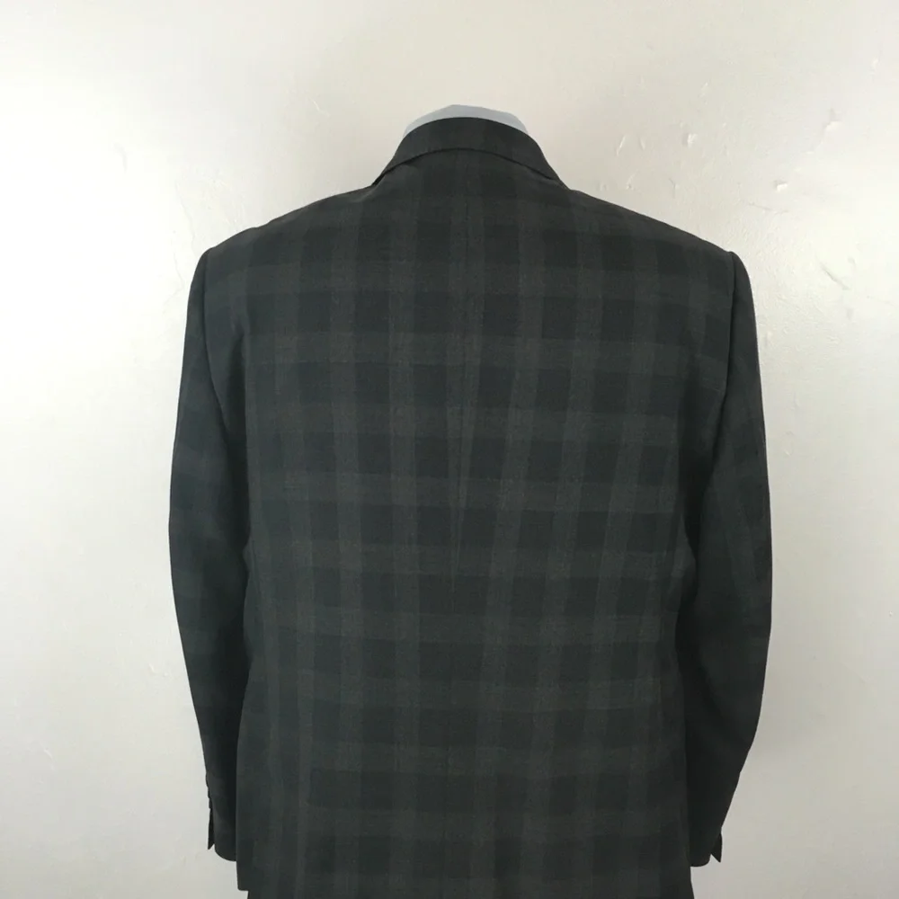 Laurentino 44s mens suit gray checks 2 piece 100% wool 2 button nwt italy ea0158